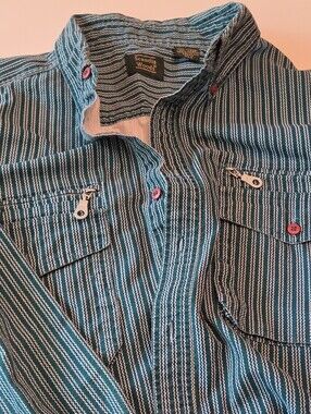 Men’s SCANDIA Woods Teal Striped Button-Up Shirt